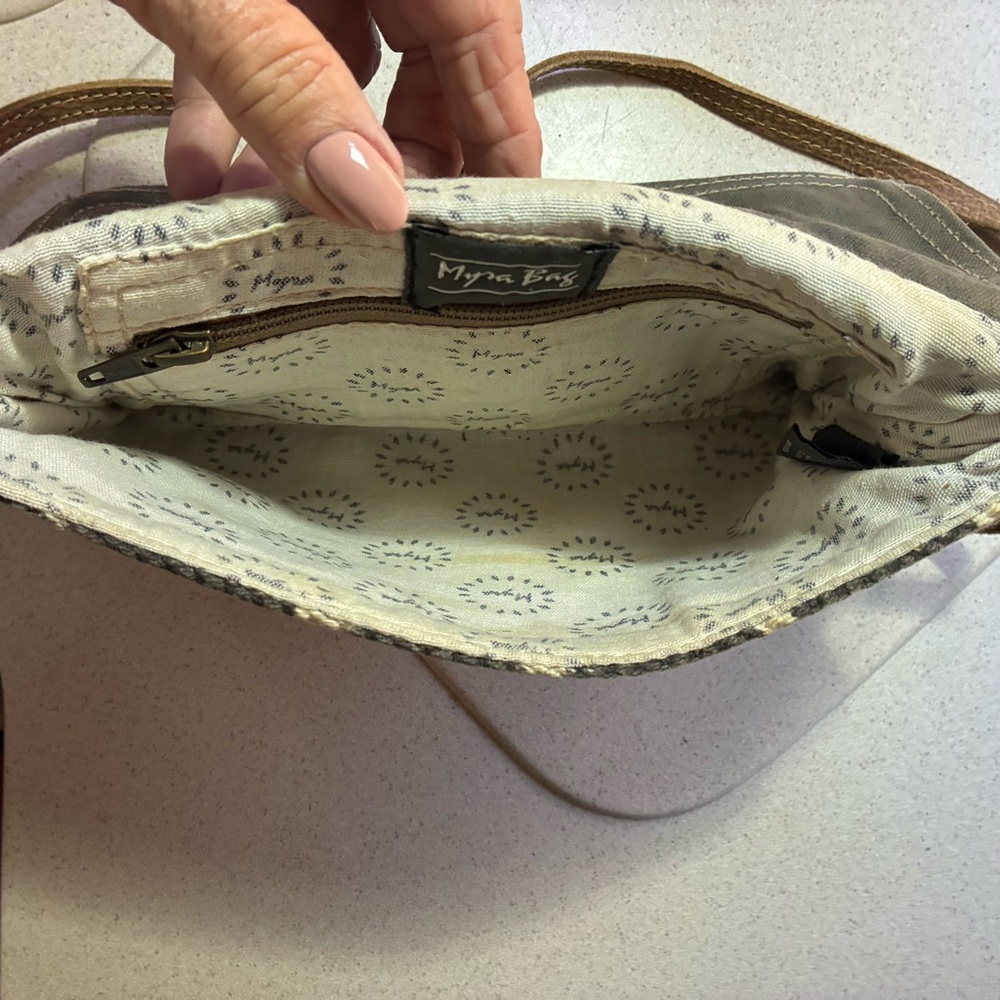 MYRA BAG Chic Gray and Brown Crossbody Bag - Picture 4 of 6